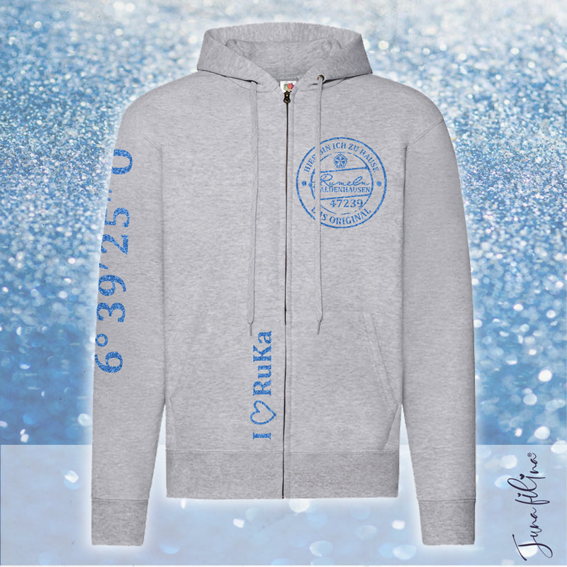 Sweatshirt Jacke Glitzer Unisex mit Kaputze