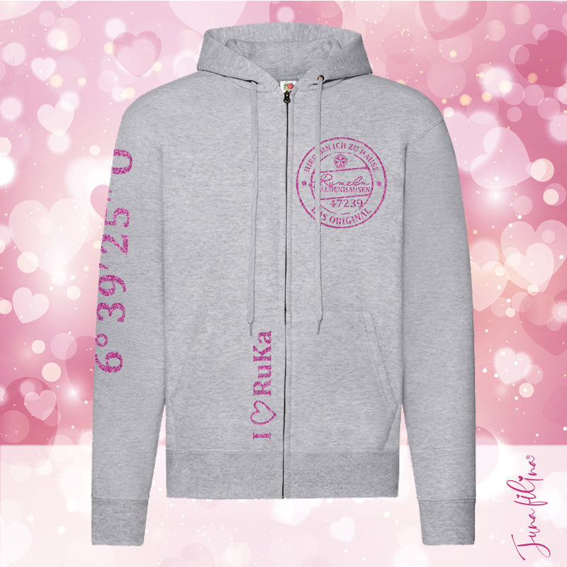 Sweatshirt Jacke Glitzer Unisex mit Kaputze