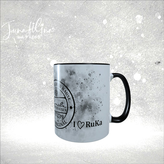 Tasse_schwarz mit Ruka Logo